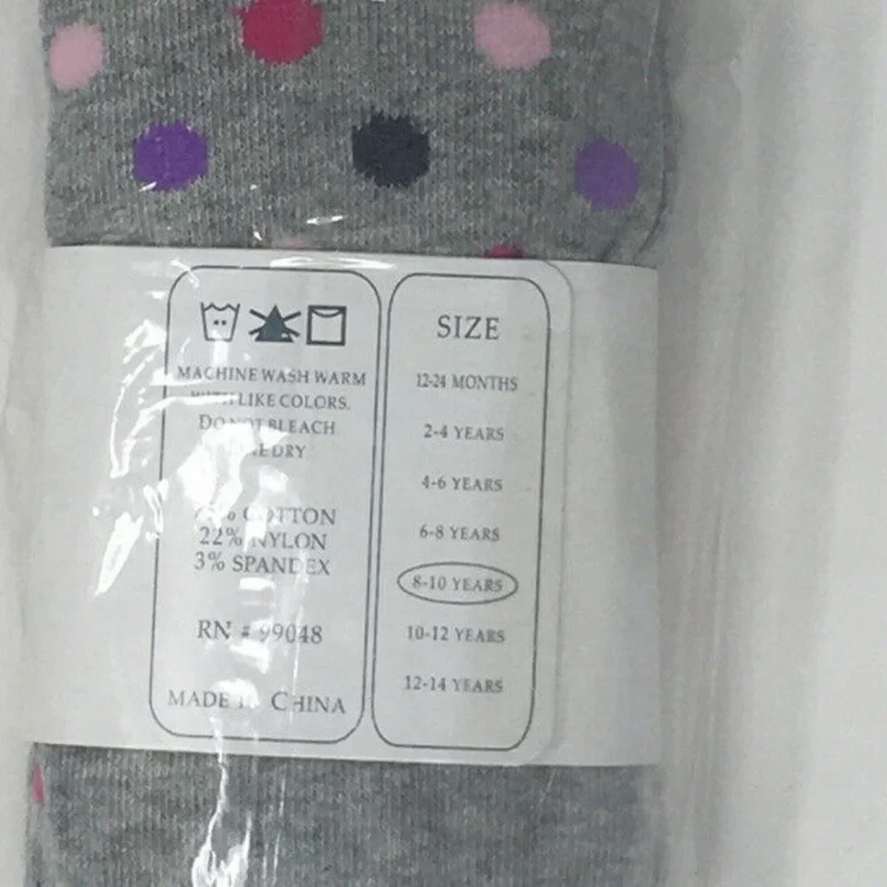 Love U Lots Girls Gray Polka Dot Cotton Tights New